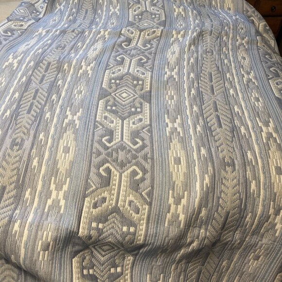 Vintage San Marcos Blanket 96x98 Blue White Bedspread Coverlet Reversible Queen - Picture 5 of 9